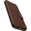 image:imageOtterBox iPhone 15 Plus and iPhone 14 Plus Strada Folio Series Case  Espresso Brown Card Holder Snaps to MagSafe Genuine Leather PocketFriendly Folio case