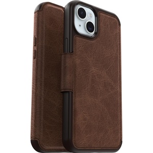 image:imageOtterBox iPhone 15 Plus and iPhone 14 Plus Strada Folio Series Case  Espresso Brown Card Holder Snaps to MagSafe Genuine Leather PocketFriendly Folio case