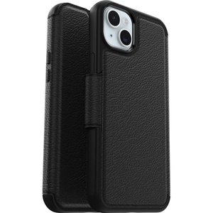 image:imageOtterBox iPhone 15 Plus and iPhone 14 Plus Strada Folio Series Case  Shadow Black Card Holder Snaps to MagSafe Genuine Leather PocketFriendly Folio case