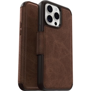 image:imageOtterBox iPhone 15 Pro MAX Only Strada Folio Series Case  Espresso Brown Card Holder Snaps to MagSafe Genuine Leather PocketFriendly Folio case