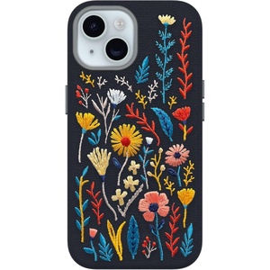 image:imageOtterBox iPhone 15 Pro Max Symmetry Series Cactus Leather Embroidery for MagSafe  Enchanted Garden Blue Slim Premium Protective iPhone CaseEnchanted Garden Blue