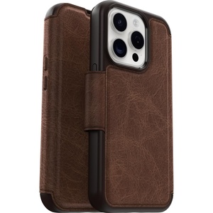 image:imageOtterBox iPhone 15 Pro Only Strada Folio Series Case  Espresso Brown Card Holder Snaps to MagSafe Genuine Leather PocketFriendly Folio caseBrown