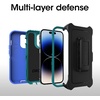 image:imageOtterBox iPhone 14 Pro ONLY Defender Series Case  RAIN Check Blue Rugged amp Durable with Port Protection Includes Holster Clip KickstandLight Blue