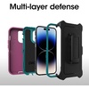image:imageOtterBox iPhone 14 Pro ONLY Defender Series Case  RAIN Check Blue Rugged amp Durable with Port Protection Includes Holster Clip KickstandPink