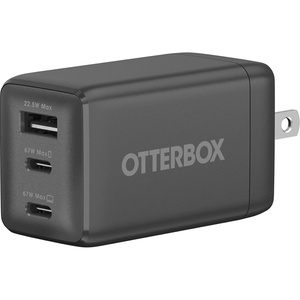image:imageOtterBox 67W MultiDevice Wall Charger  Black Universal Device Compatibility Compact TravelSized Fast Charging Wall Charger with 3 Ports 2X USBC amp 1x USBA