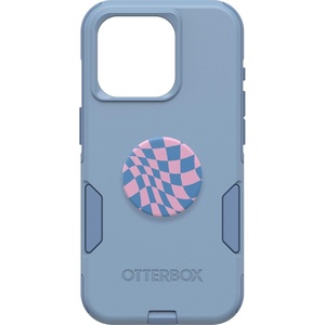 image:imageOtterBox Bundle iPhone 15 Pro Only Commuter Series Case  Crisp Denim  PopSockets PopGrip Wavy Checker Slim amp Tough PocketFriendly with Port Protection PopGrip Included Blue
