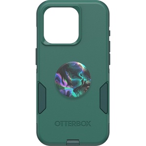image:imageOtterBox Bundle iPhone 15 Pro Only Commuter Series Case  GET Your Greens  PopSockets PopGrip Oil Agate Slim amp Tough PocketFriendly with Port Protection PopGrip Included