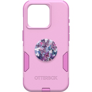 image:imageOtterBox Bundle iPhone 15 Pro Only Commuter Series Case  Run Wildflower  PopSockets PopGrip Flutterby Slim amp Tough PocketFriendly with Port Protection PopGrip Included Pink