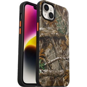 image:imageOtterBox iPhone 14 Plus Symmetry Series Case  REALTREE BLAZE EDGE Camo ultrasleek snaps to MagSafe raised edges protect camera amp screen