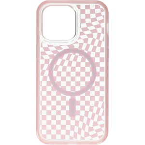 image:imageOtterBox iPhone 14 Pro Max Symmetry Series Clear Case  Checkmate Pink Snaps to MagSafe UltraSleek Raised Edges Protect Camera amp Screen