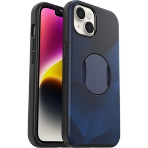 image:imageOtterBox iPhone 14 and iPhone 13 OtterGrip Symmetry Series Case  BLUE STORM Blue builtin grip sleek case snaps to MagSafe raised edges protect camera amp screen