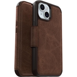 image:imageOtterBox iPhone 15 Only Strada Folio Series Case  Espresso Brown Card Holder Snaps to MagSafe Genuine Leather PocketFriendly Folio case