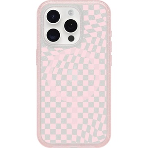 image:imageOtterBox iPhone 15 Pro Only Symmetry Series Clear Case  Checkmate Pink Snaps to MagSafe UltraSleek Raised Edges Protect Camera amp Screen