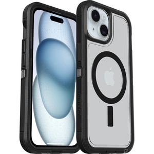 image:imageOtterBox iPhone 16e 15 14 amp 13 Defender Series XT Clear Case  DARK SIDE BlackClear screenless rugged  snaps to MagSafe lanyard attachment ships in polybag