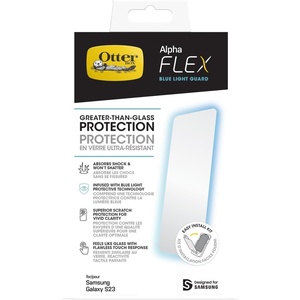 image:imageOtterBox Alpha Flex Antimicrobial Blue Light Screen Protector for Galaxy S23 Flawless Touch Response Fingerprint Resistant Precision Fit Vibrant ClarityBlue Light